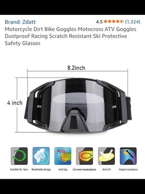 Black Motorcycle Dirt Bike Goggles - Dustproof Racing Protective Glasses
